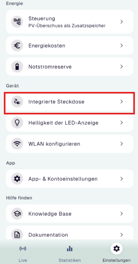 Integrierte Steckdose